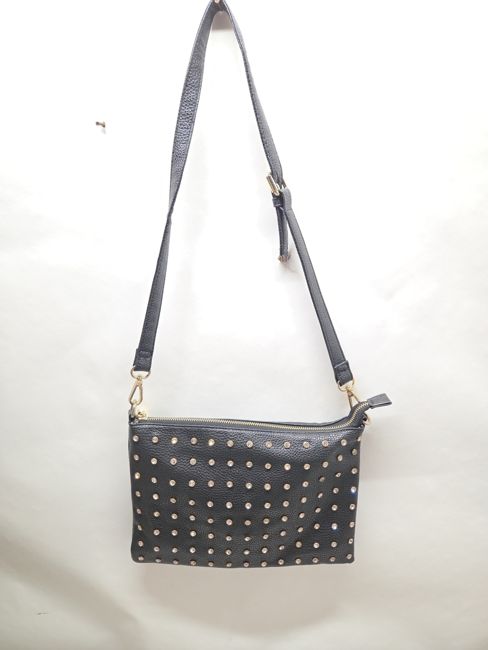 Women's Charming Charlie Black Studded Clutch/Crossbody Bag w/ Detachable Strap